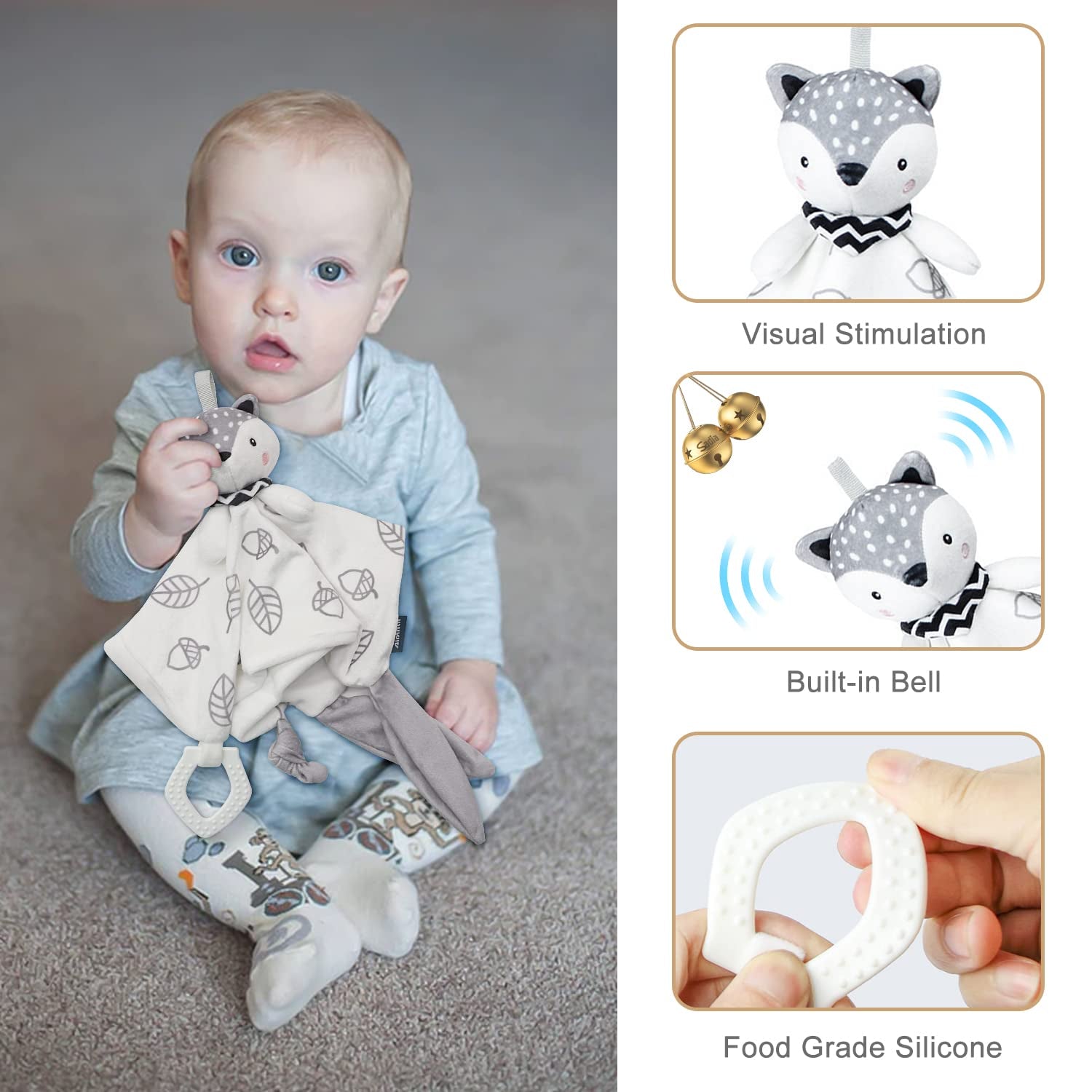 Baby Shower Gifts, Baby Boy Gifts Basket Includes Newborn Blanket Baby Lovey Security Blanket Wooden Rattle Toy, Funny Baby Bibs Socks & Greeting Card - Baby Gift Set Newborn Shower Basket