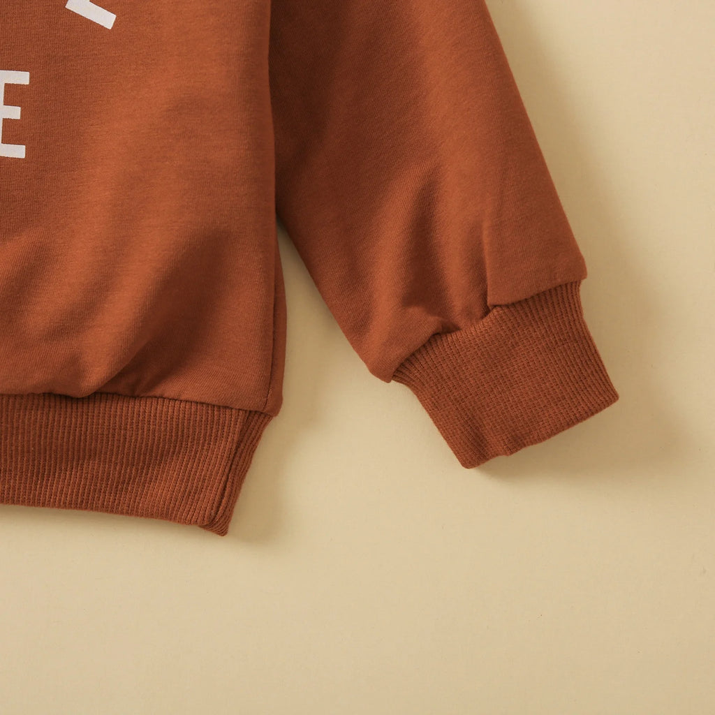 Baby Boy Outfits Toddler Boy Clothes 2T Toddler Baby Boy Fall Winter Clothes Letter Print Long Sleeve Sweatshirt Pullover Tops + Joggers Pants Outfit Set Brown 12-18 Months