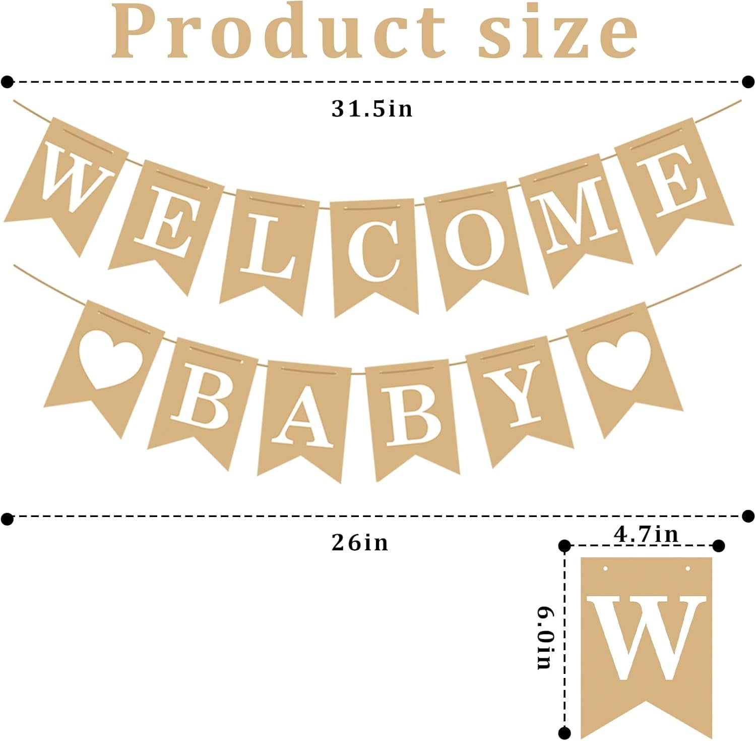 Welcome Baby Banner – Rustic Baby Shower Decorations, Gender Neutral Baby Shower Decor, Pre-Strung Shower Sign, Baby Boy Banner for Party Wall Backdrop