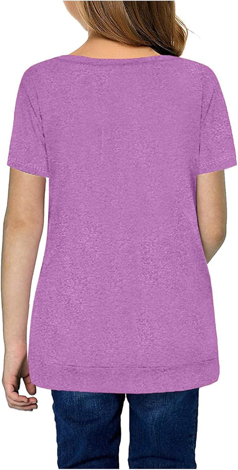 Kids Girls Casual Tunic Tops Knot Front Button Short Sleeve Blouse T-Shirt Tee Blouses round Neck Tee Loose Girl Clothes R29