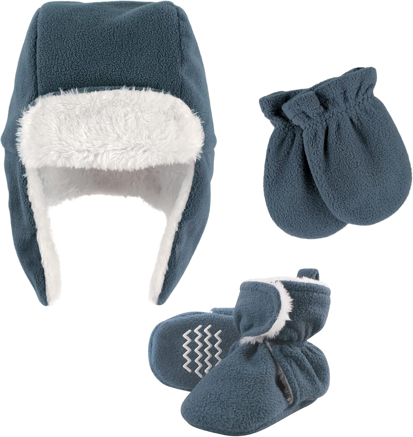 Baby  Unisex Baby Trapper Hat, Mitten and Bootie Set