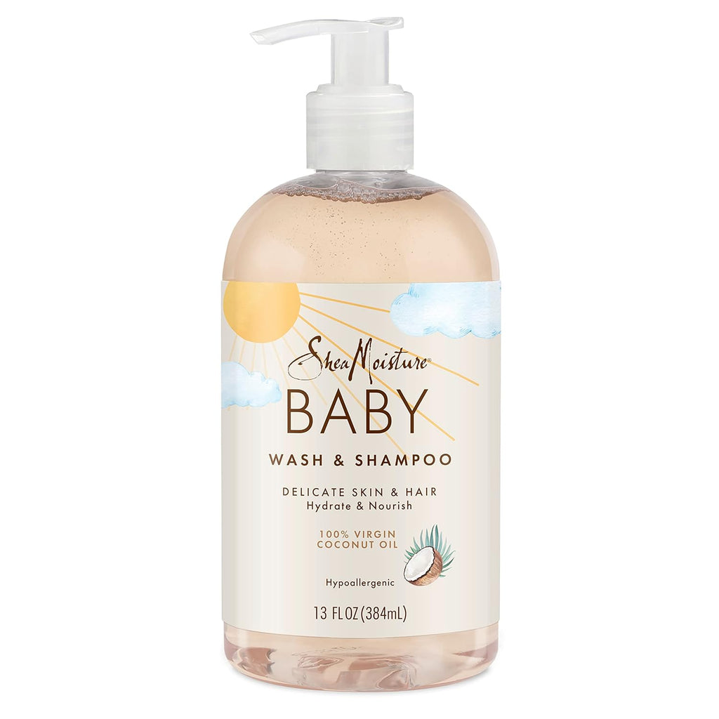 Sheamoisture Baby Wash and Shampoo 100% Virgin Coconut Oil for Baby Skin Cruelty Free Skin Care 13 Oz