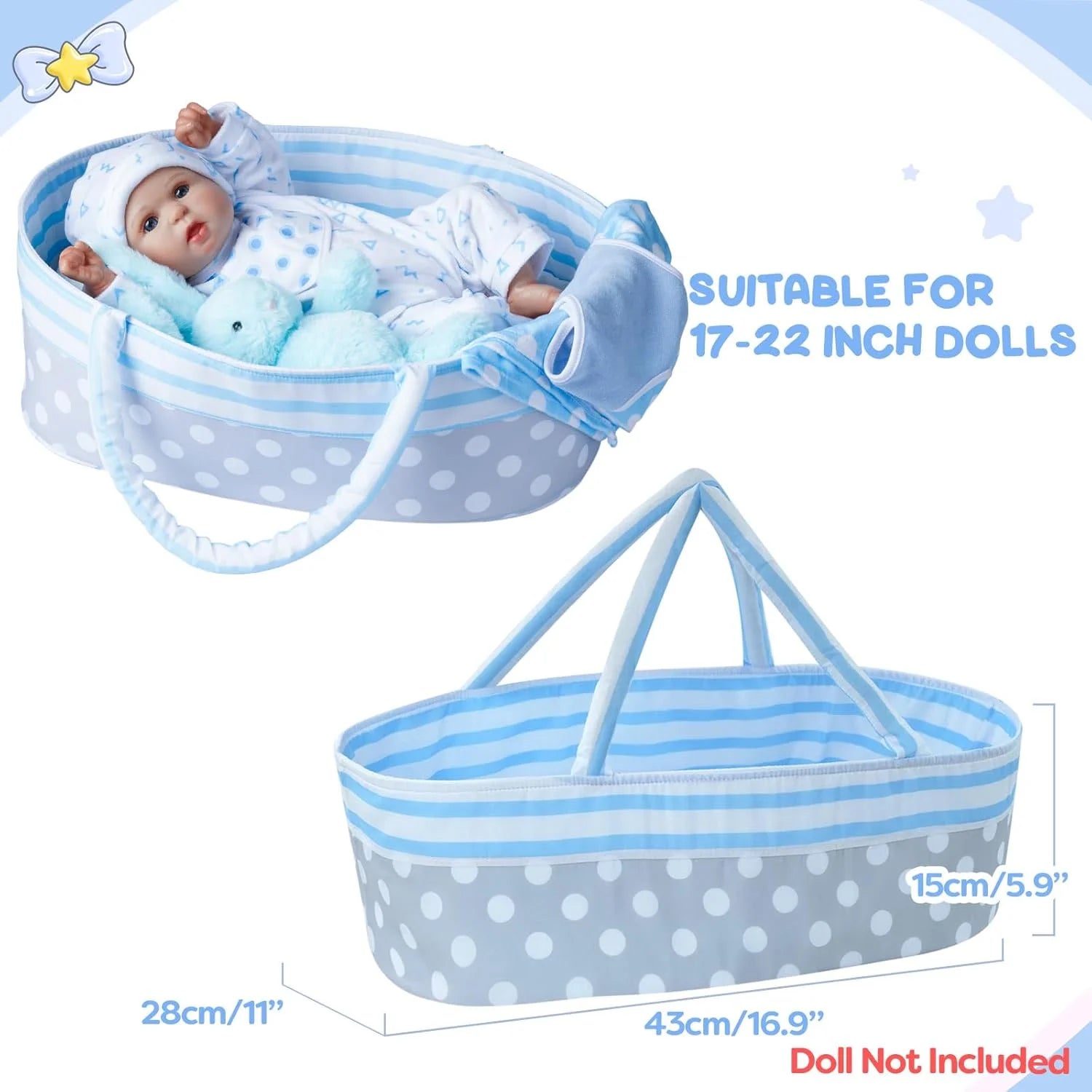 Reborn Baby Accessories with Soft Cloth Body for 17-22 in Doll - 8Pc Clothes Outfit Set for Boys
