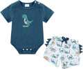 Baby Boy Clothes Newborn Summer Short Sleeve Cotton Crew Neck Button Crotch Romper Short Set Infant Boy Clothes