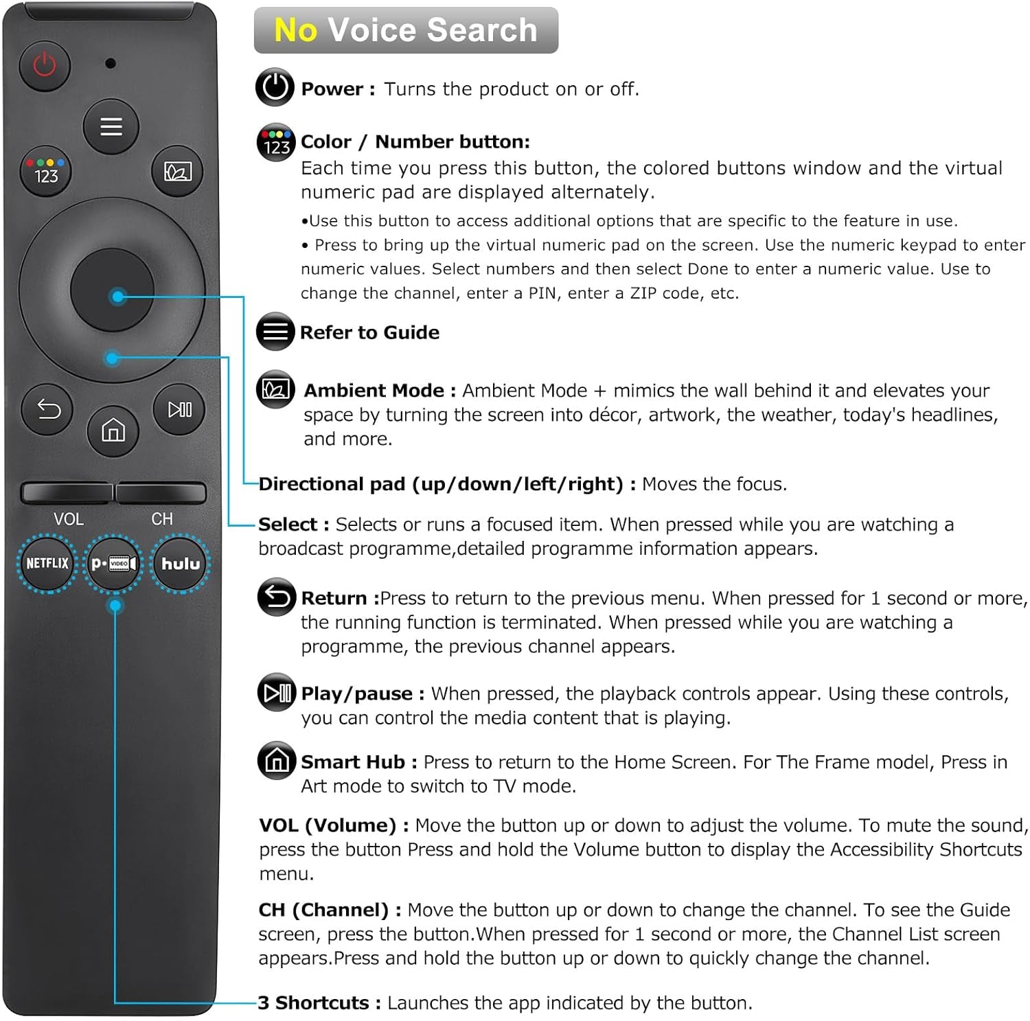 【Pack of 2】 Universal for All Samsung Smart TV Remote Control, Replacement Compatible for All Samsung Smart TV