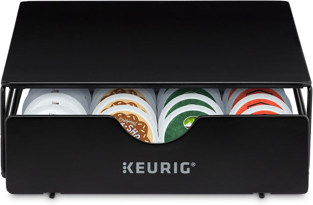 K155 Office Pro Single Cup Commercial K-Cup Pod Coffee Maker, Silver & Slim Non-Rolling Storage Drawer, Coffee Pod Storage, Holds up to 24 K-Cup Pods, Black