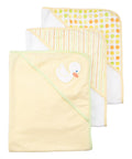 Baby Hooded Towel Set for Newborn Boys and Girls, Soft Terry Bath Set, Pack of 3, Blue Dinosaur