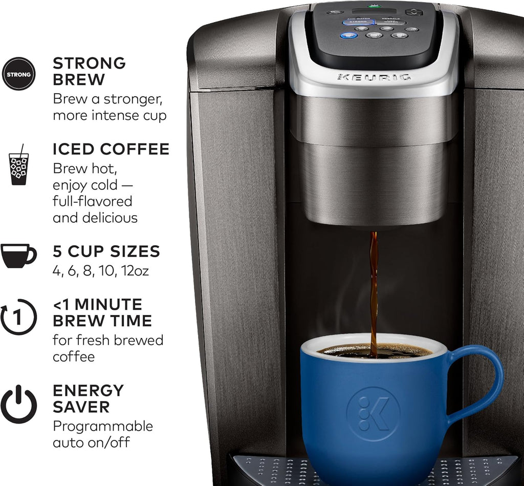 K-Elite Single-Serve K-Cup Pod Coffee Maker, Brushed Slate, 12 Oz. Brew Size 3-Month Brewer Maintenance Kit
