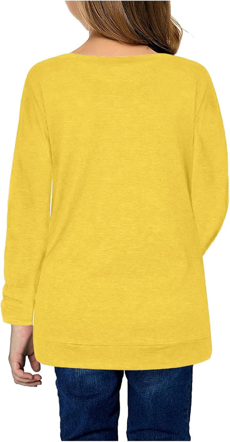Girls Casual T Shirts Long Sleeve Basic Tees Top Color Block Crewneck Tunic Shirt Blouse Striped Casual Loose Blouse D8