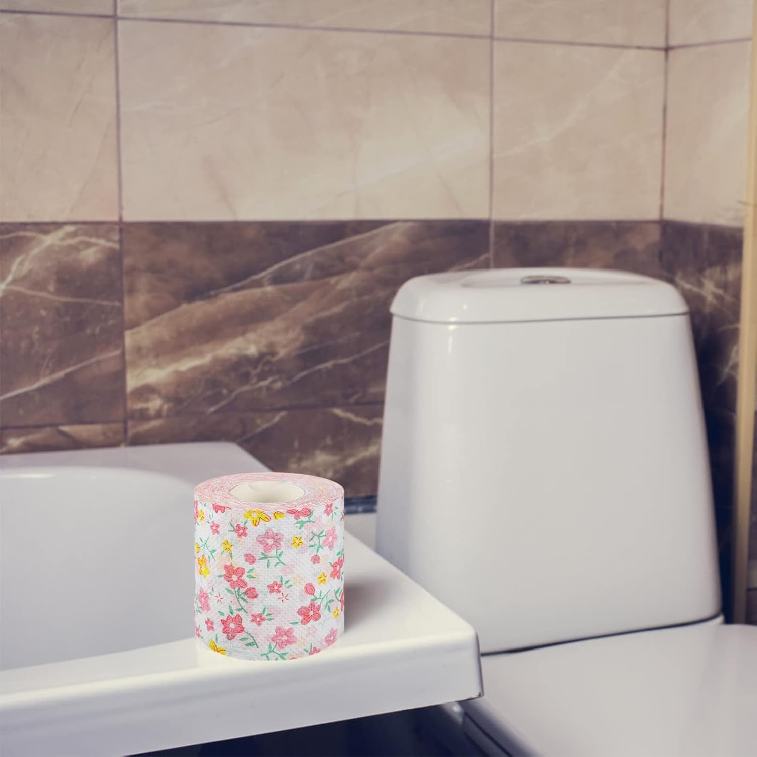 Floral Toilet Paper Novelty Bathroom Tissue Flower Pattern Toilet Tissues, Decorative Hand Towel Napkins for Home Office Travel, 2 Rolls