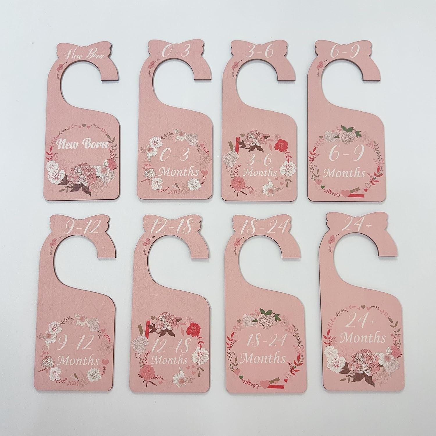 Baby Closet Dividers Pink 8Pcs Baby Clothes Dividers for Closet Double-Sided Wooden Baby Closet Organizer Nursery Decor for Girls Wardrobe