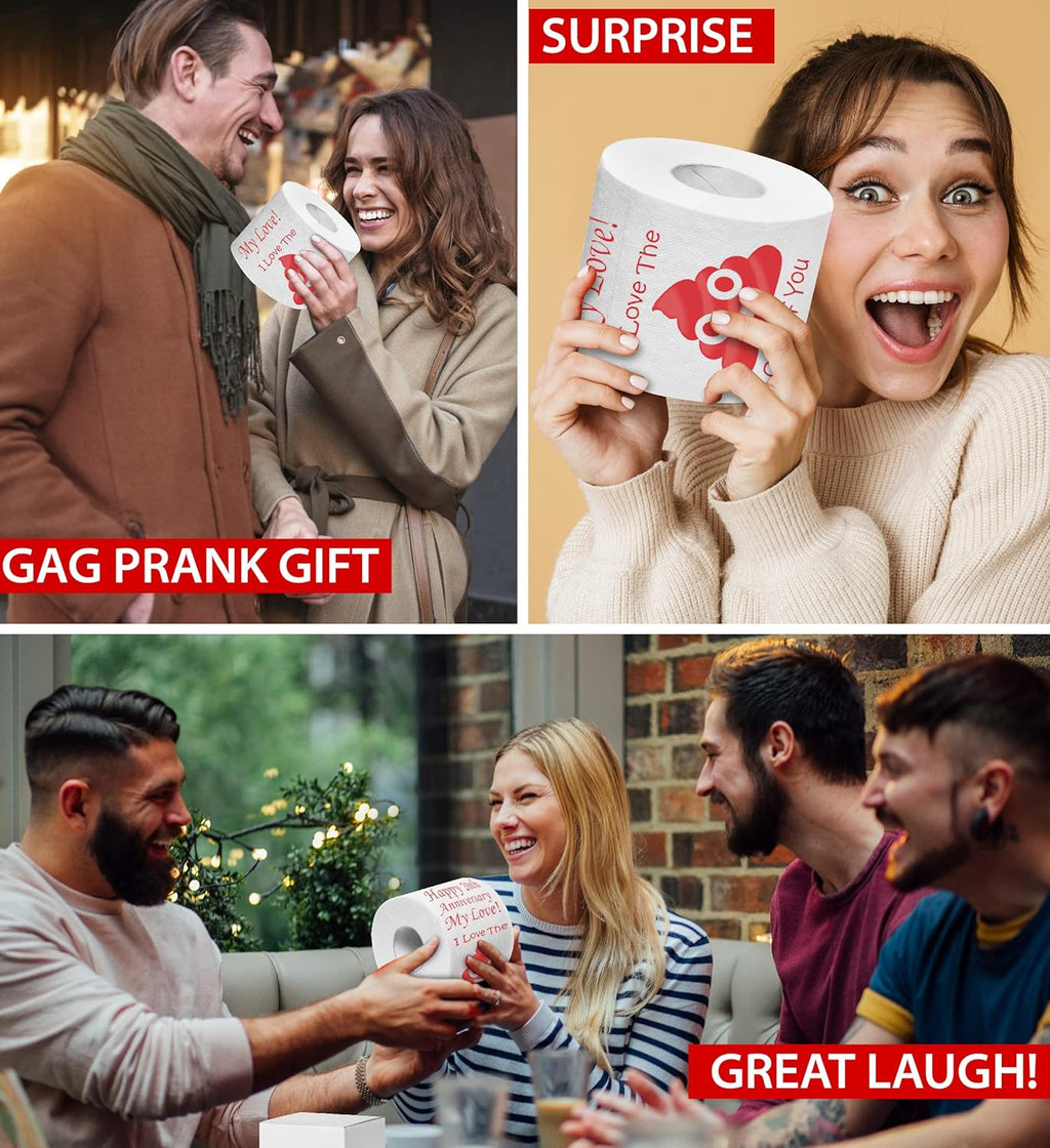 Printed TP Happy 20Th Anniversary My Love Toilet Paper Gift - Funny Gift for Husband, Wife, Boyfriend, Girlfriend, Cute Couples Joke Prank for Wedding Anniversary - 500 Sheets
