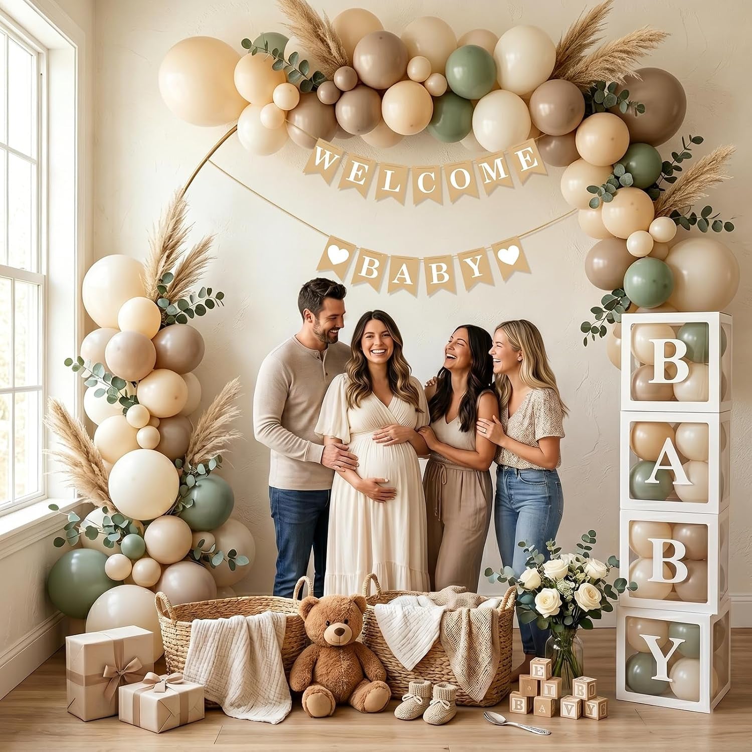 Welcome Baby Banner – Rustic Baby Shower Decorations, Gender Neutral Baby Shower Decor, Pre-Strung Shower Sign, Baby Boy Banner for Party Wall Backdrop