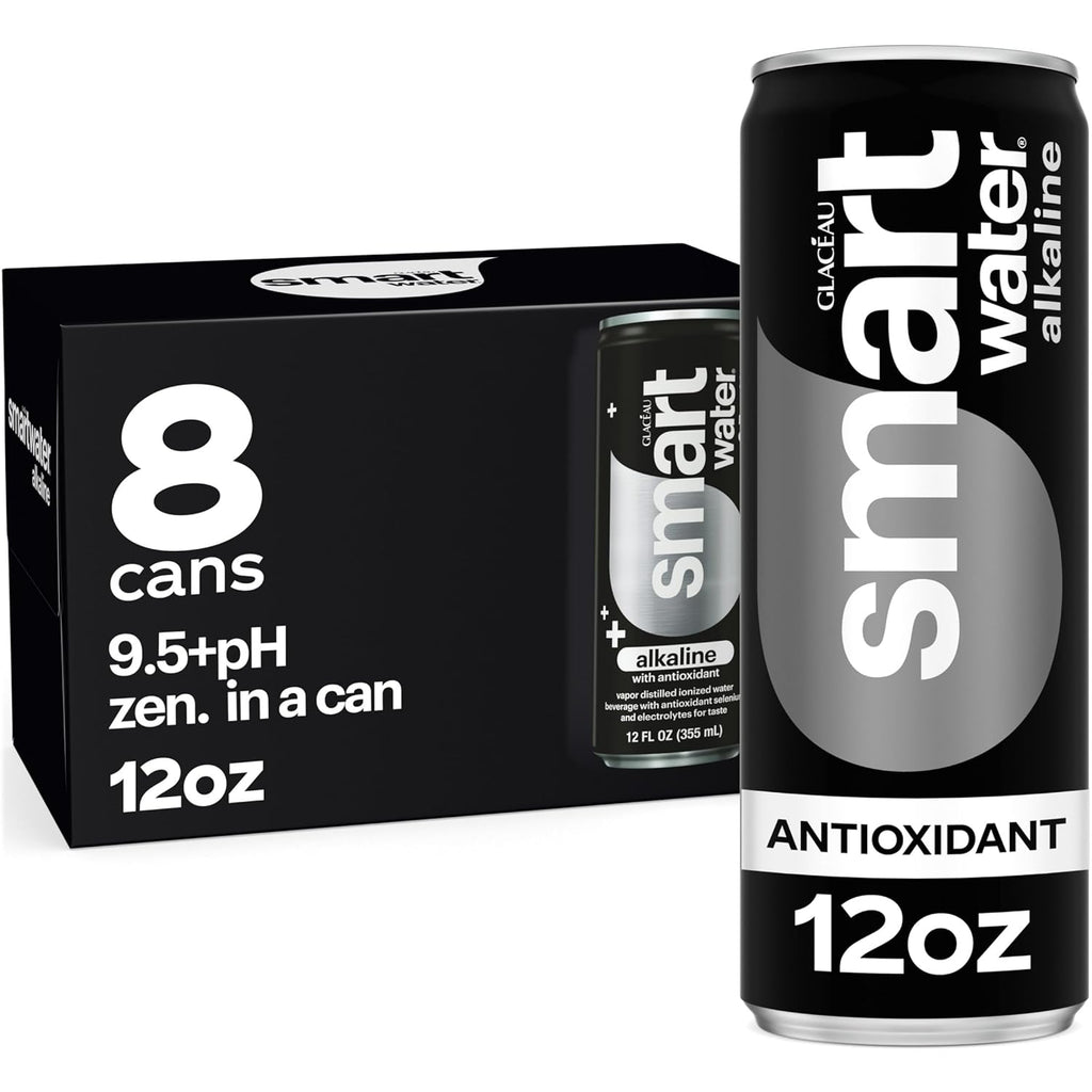 Smartwater Alkaline with Antioxidant Water Cans, 12 Fl Oz, 8 Pack