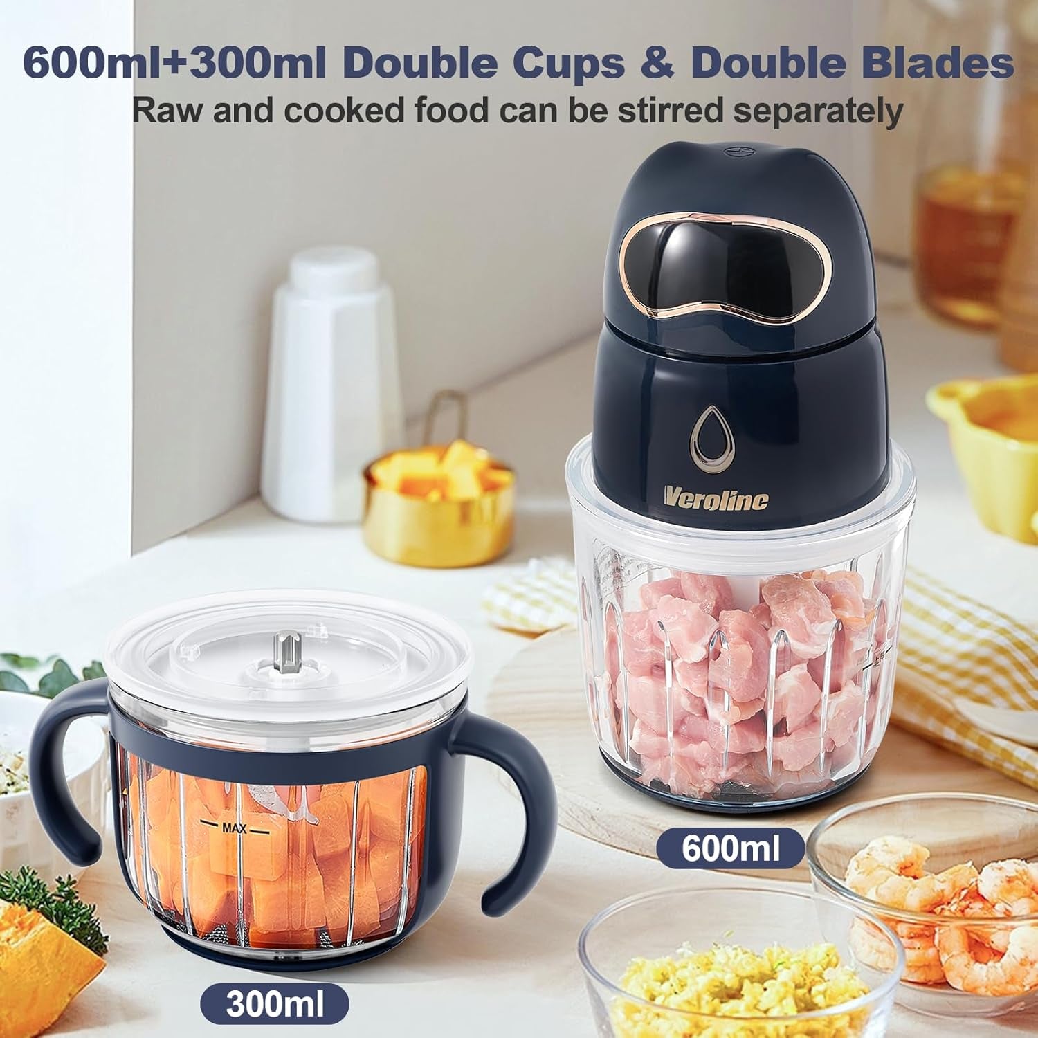 Baby Food Maker, 10-In-1 Baby Food Processor Set with 2 Glass Bowls (600Ml+300Ml), Baby Food Blender for Baby Puree, Fruit, Meat, Vegatable, Baby Food Storage Containers, Baby Essentials