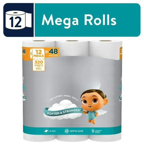 2-Ply Toilet Paper, 12 Mega Rolls, 320 Sheets per Roll