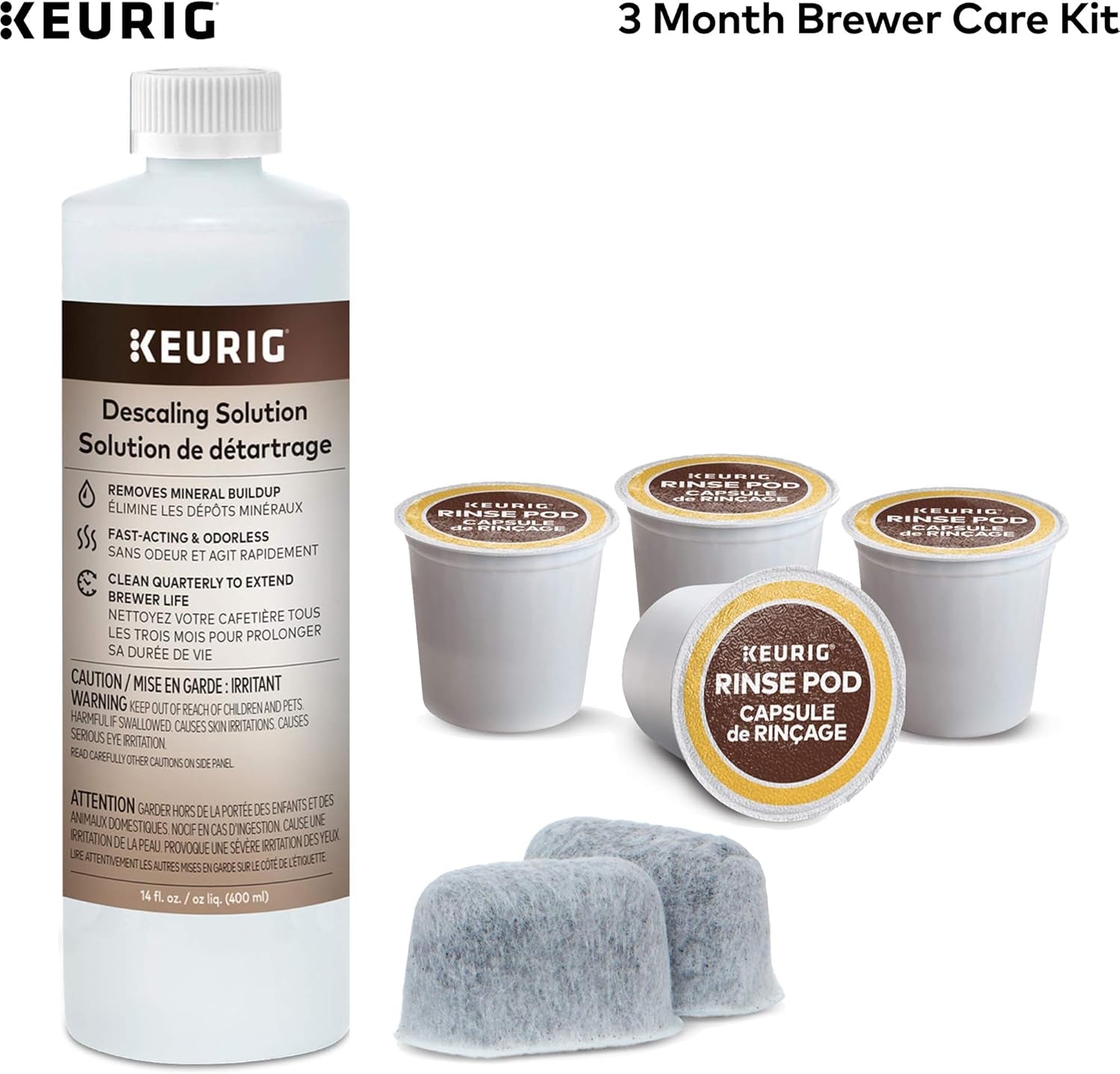 K-Elite Single-Serve K-Cup Pod Coffee Maker, Brushed Slate, 12 Oz. Brew Size 3-Month Brewer Maintenance Kit