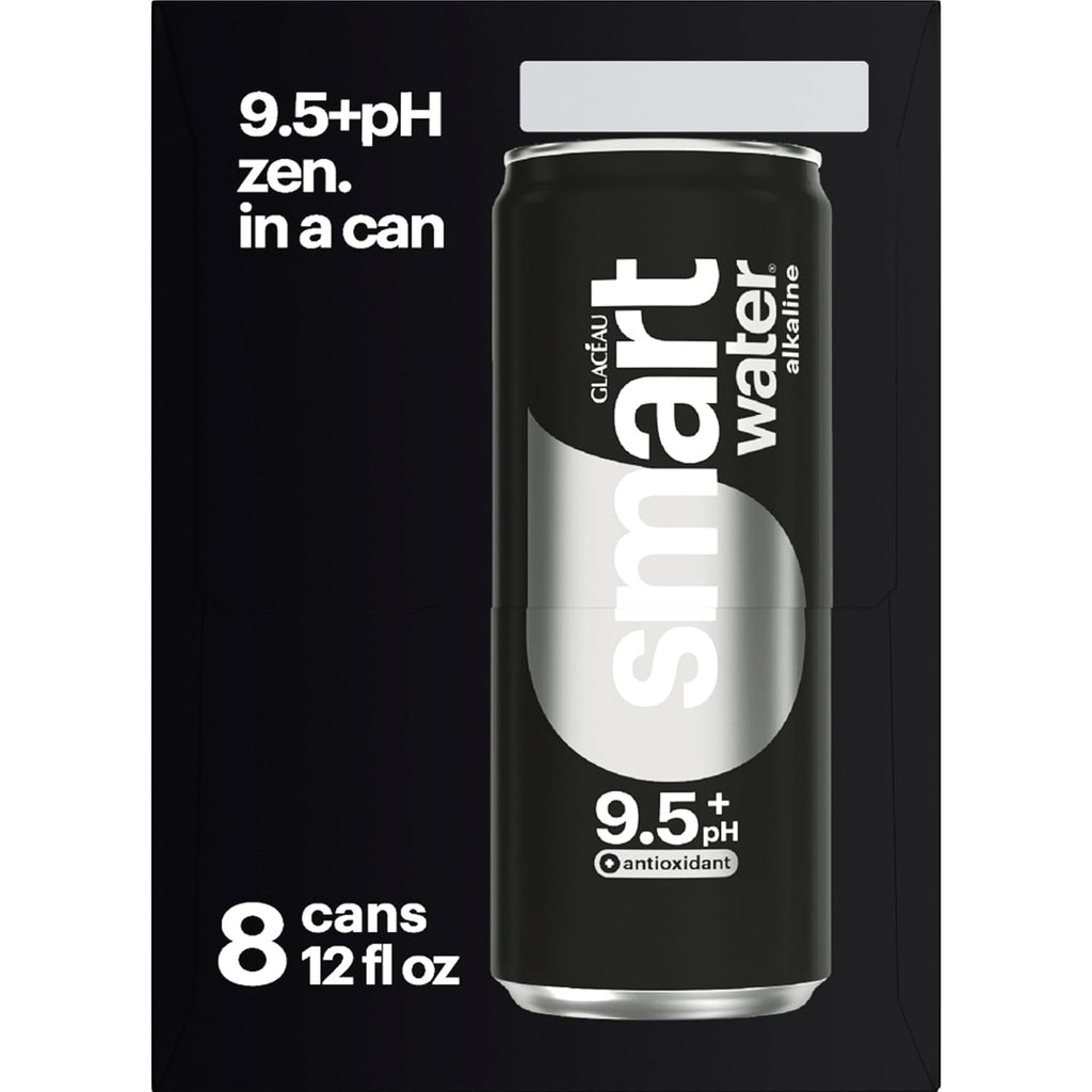 Smartwater Alkaline with Antioxidant Water Cans, 12 Fl Oz, 8 Pack