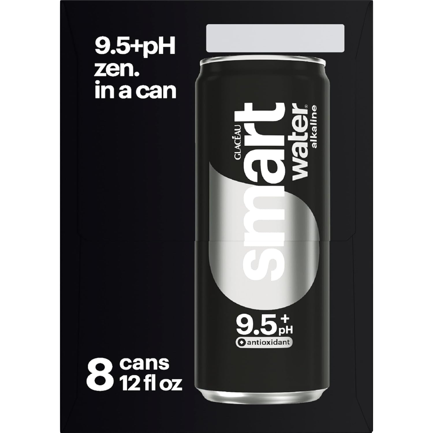 Smartwater Alkaline with Antioxidant Water Cans, 12 Fl Oz, 8 Pack