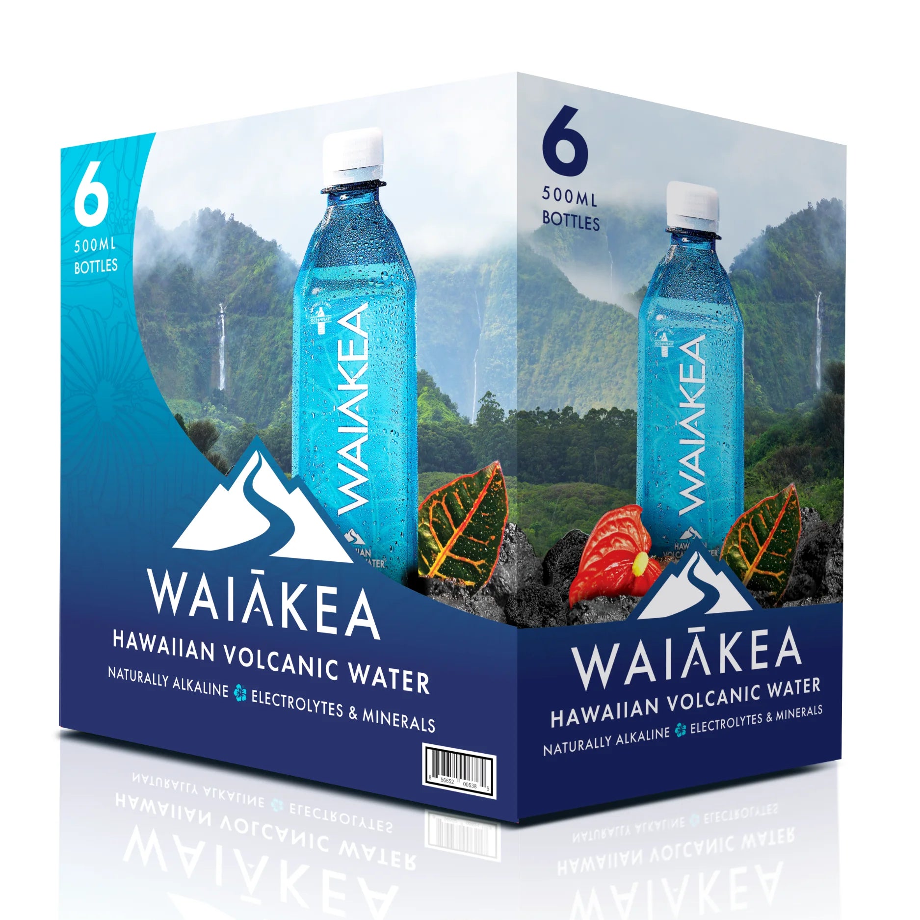 Bottled Water, Hawaiian Volcanic Alkaline Water, 500Ml (16.9 Oz) Bottles, 6 Pack