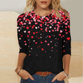 Womens Valentines Day Tops Romantic Three-Quarter Sleeve Shirts Casual round Neck Love Graphic Gift for Wife Tops