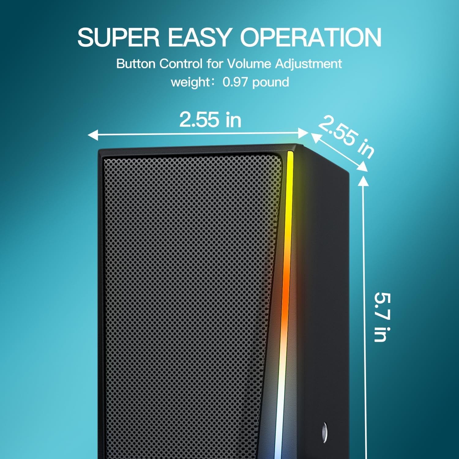 Computer Speakers, Desktop Speakers with Various Colorful LED, Gaming Speakers with Volume Control,For PC, AC Adapter Powered and 3.5Mm Aux-In Computer Speakers