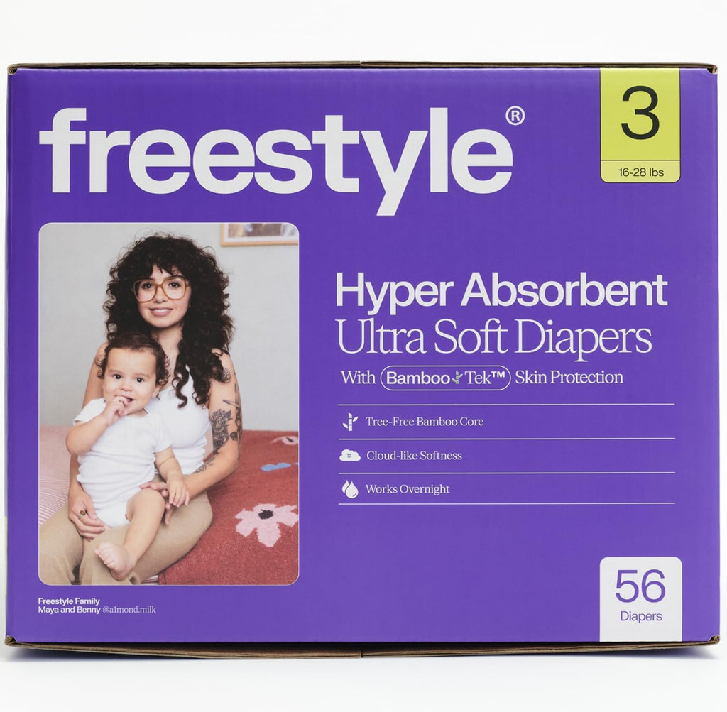 Bambootek Diapers – (Size 3) Hyper Absorbent & Non-Toxic – Disposable Diapers for Sensitive Skin – Ultra Soft Diaper'S (16-28 Lbs) – 56 Count