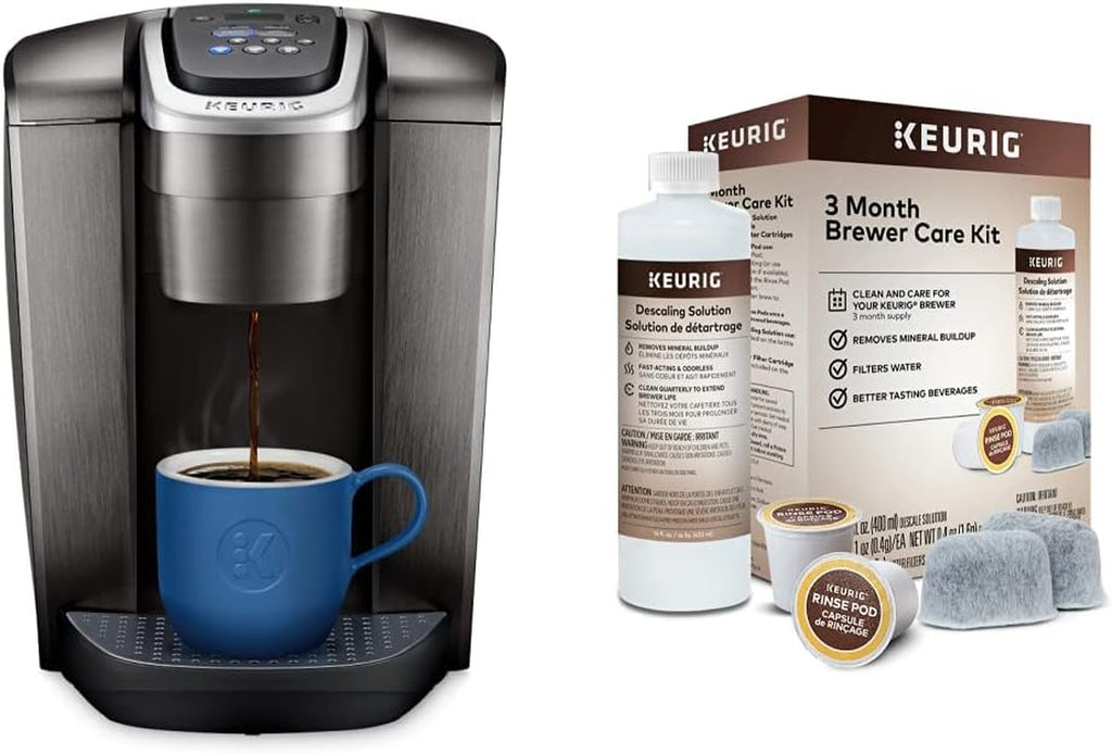 K-Elite Single-Serve K-Cup Pod Coffee Maker, Brushed Slate, 12 Oz. Brew Size 3-Month Brewer Maintenance Kit