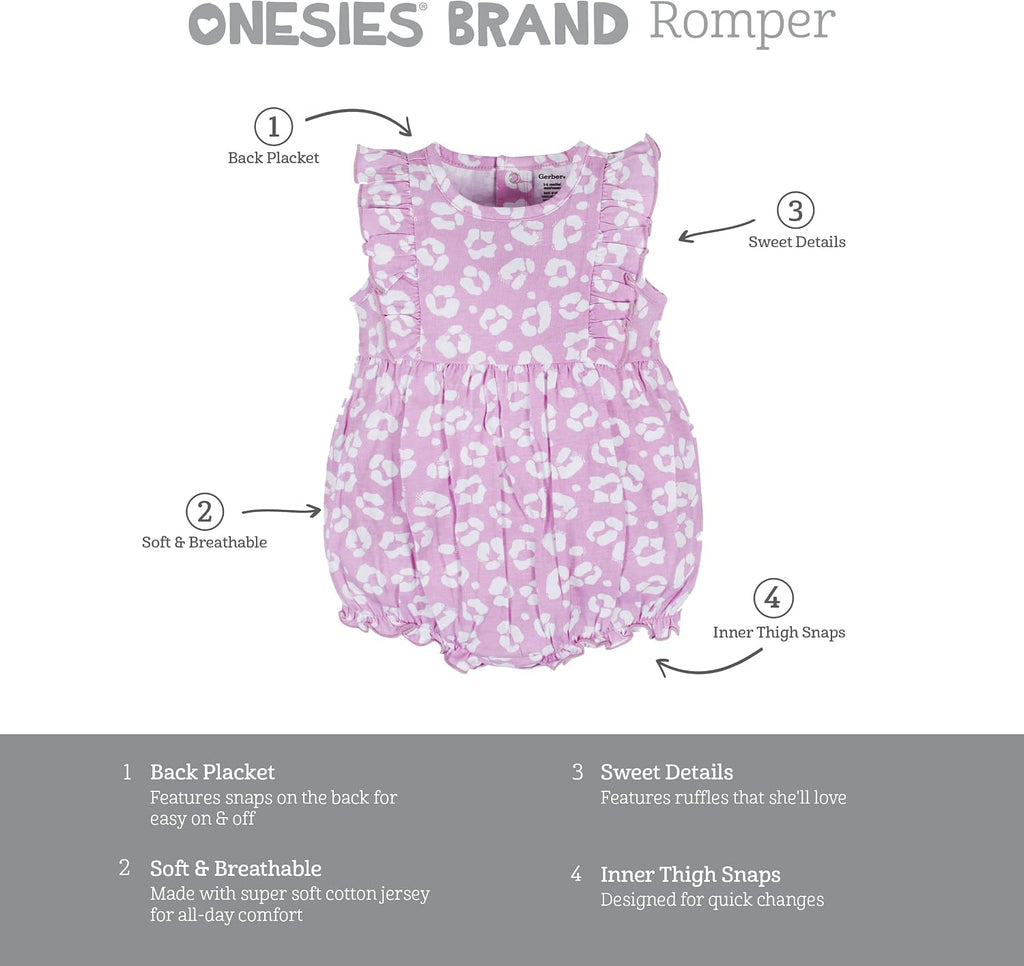 Baby Girls' 3-Pack Romper