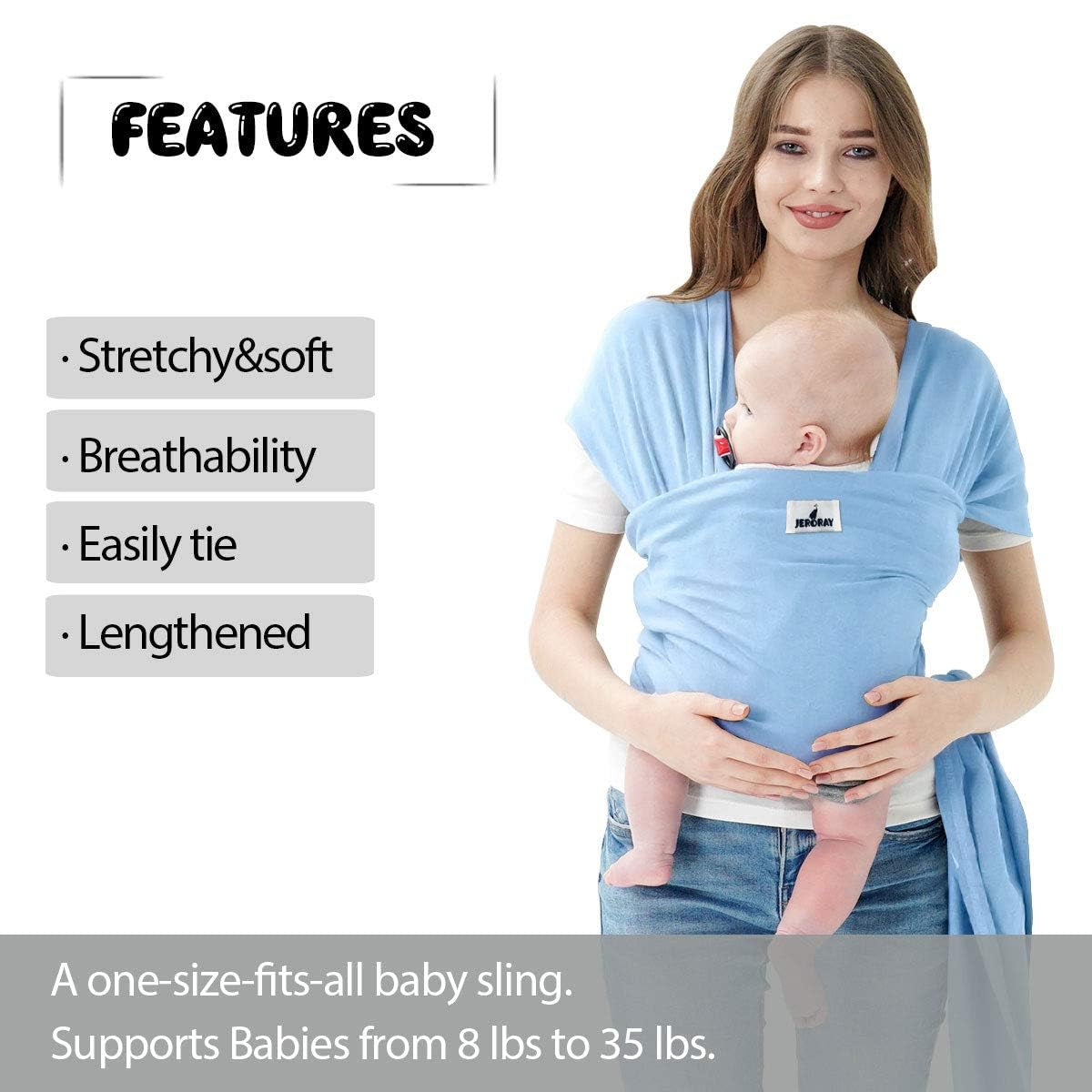 Baby Wraps Carrier,  Baby Carrier,Hands Free Infant Carrier, Lightweight,Breathable,Softness,Baby Blue