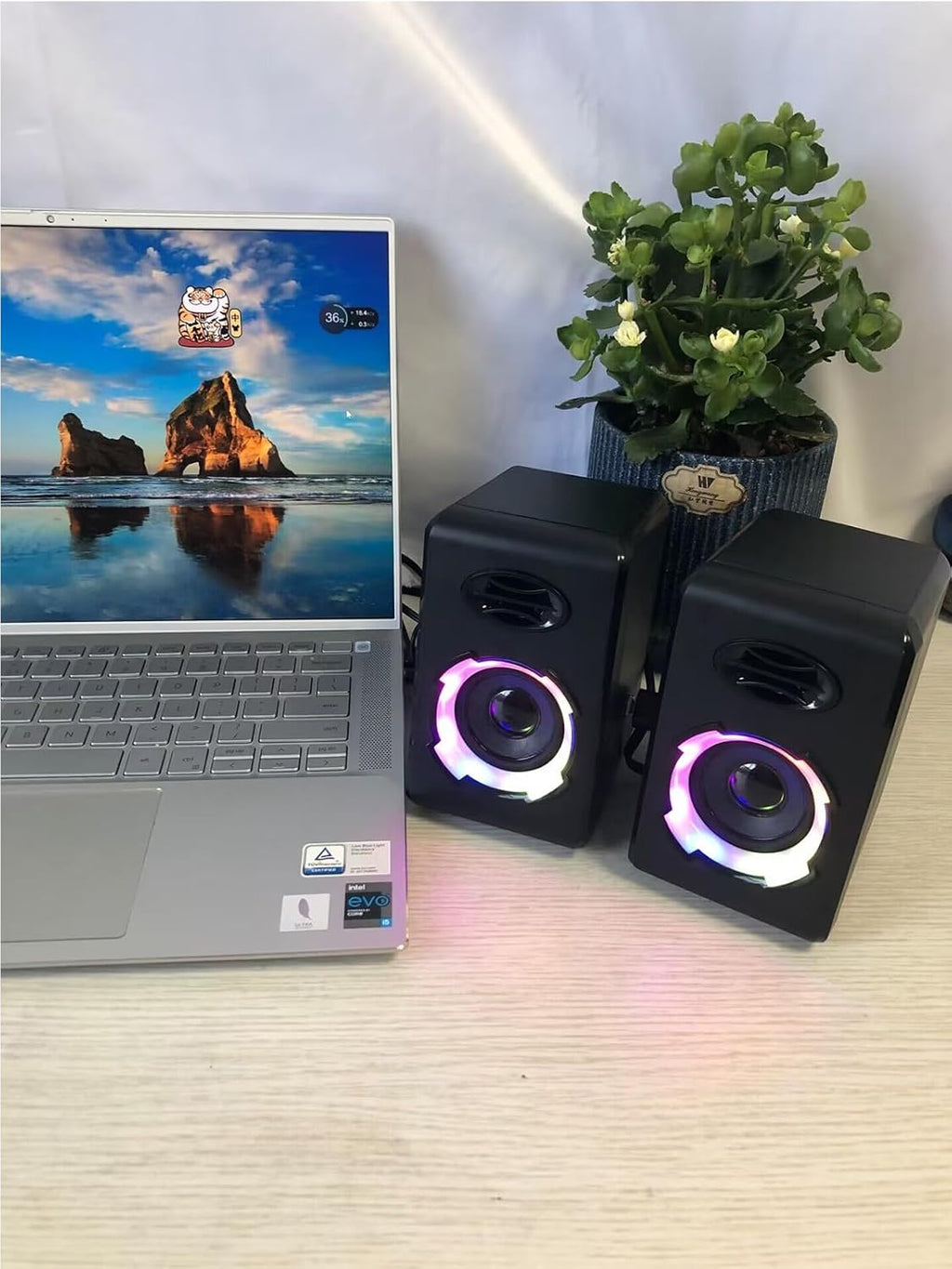 OROW Computer Speakers,Usb Powered Desktop Speakers with 6 Lights Modes,Bluetooth 5.0&3.5Mm AUX Speaker,Rgb Gaming Speakers for Pc/Monitor(Black)