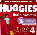 Huggies Size 4 Diapers, Little Movers Baby Diapers, Size 4 (22-37 Lbs), 58 Count