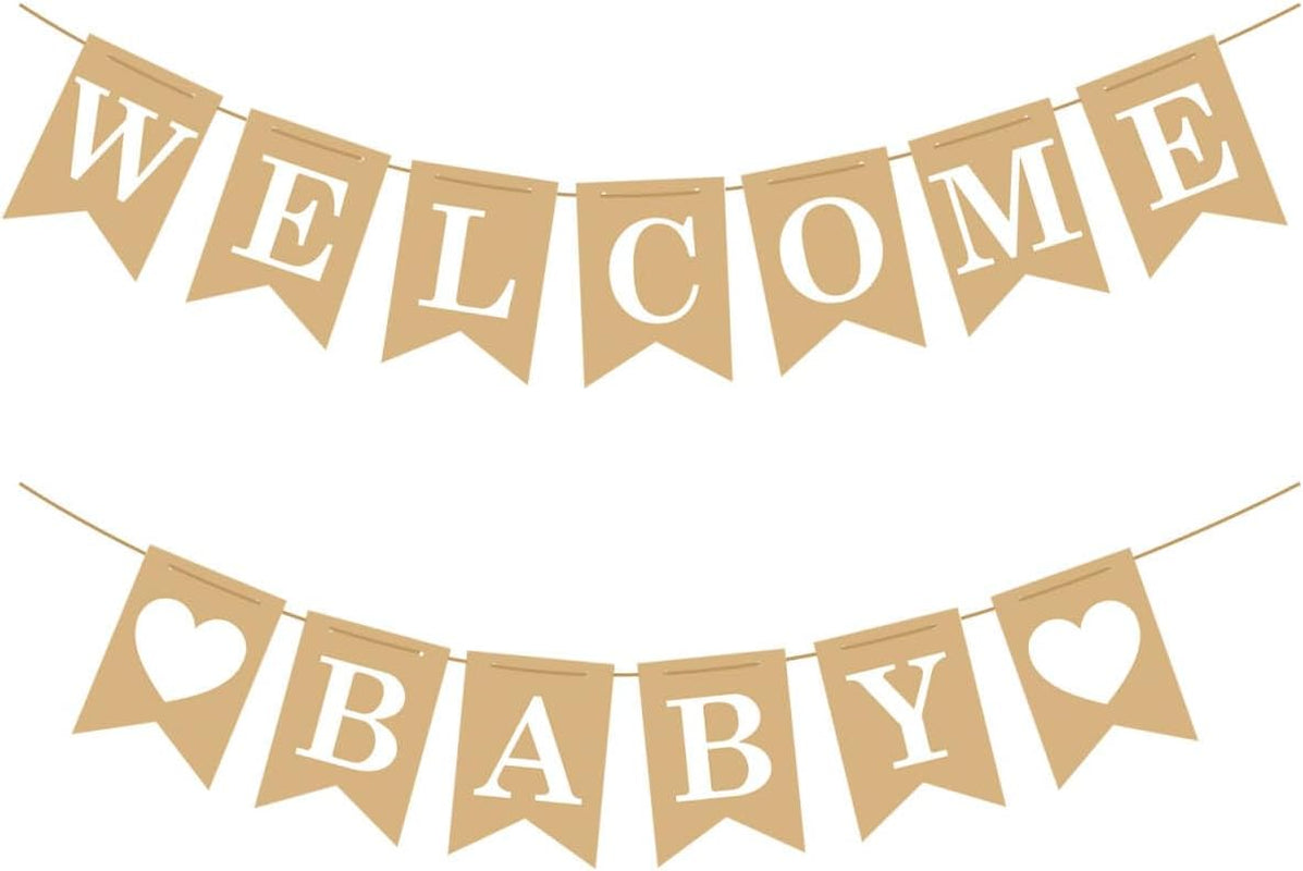 Welcome Baby Banner – Rustic Baby Shower Decorations, Gender Neutral Baby Shower Decor, Pre-Strung Shower Sign, Baby Boy Banner for Party Wall Backdrop