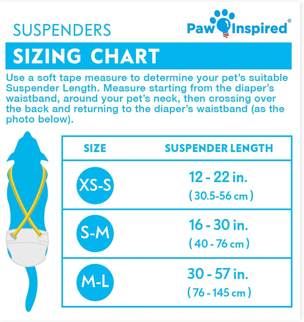 Dog Diaper Suspenders with Velcro Fasteners | Stretchy Adjustable Suspenders for Female and Male Disposable and Washable Diapers | Fits Small, Medium and Large Size Pets (XS/S, Black)