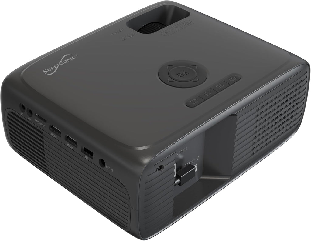 SC-282P KIT Full HD 1080P LED PROJECTOR with Bluetooth 150" Display, 3×HDMI, USB/SD, Keystone, Built-In Speaker, Includes 100" Screen, Tripod, HDMI & AV Cables – Home Theater Bundle