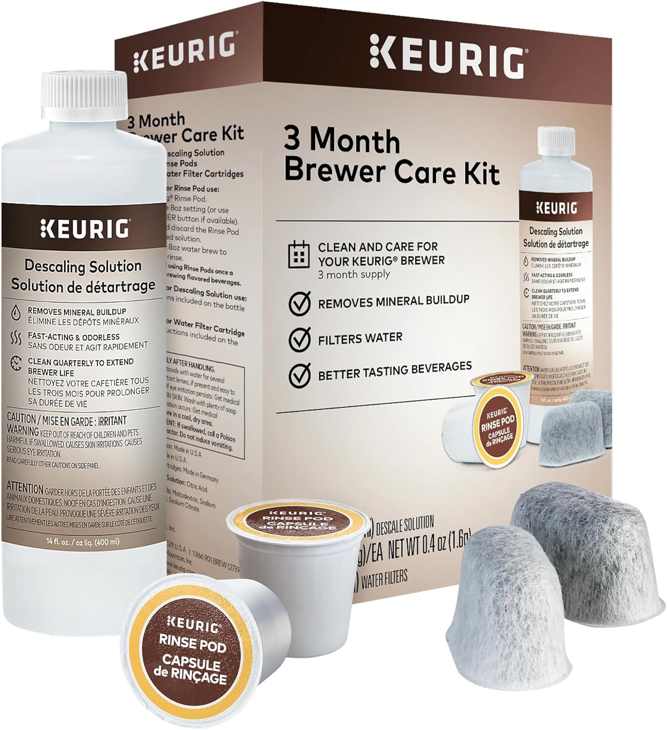 K-Mini Single Serve Coffee Maker & 3-Month Brewer Maintenance Kit Includes Descaling Solution, Water Filter Cartridges & Rinse Pods, Compatible Classic/1.0 & 2.0 K-Cup Coffee Makers, 7 Count