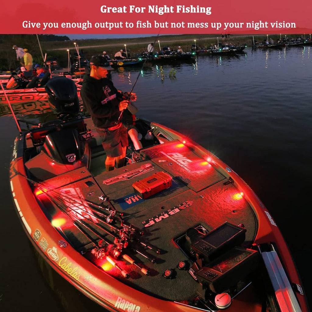 Marine Led Boat Lights, Night Fishing Lights, Boat Interior Lights, No Drilling Install Boat Deck Lights Courtesy Lights, Red