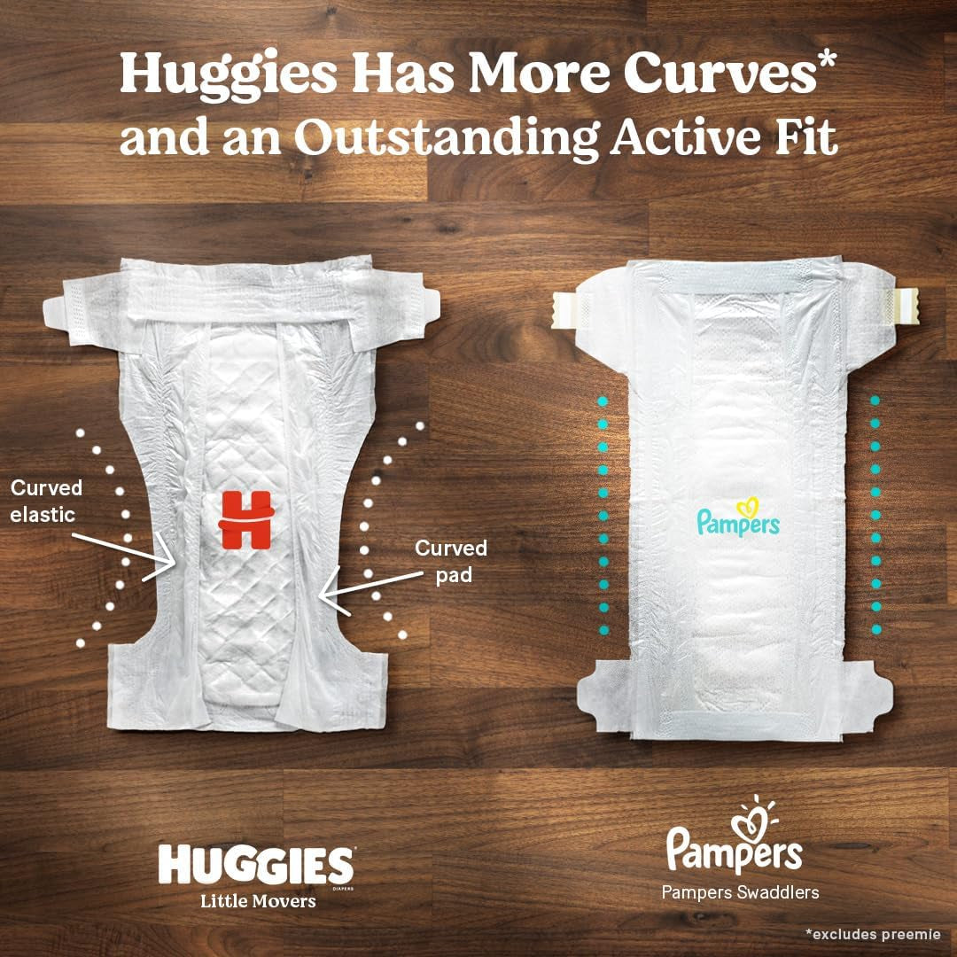 Huggies Size 8 Diapers, Little Movers Baby Diapers, Size 8 (46+ Lbs), 12 Ct, Packaging May Vary