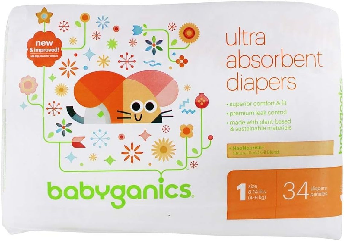 Babyganics Skin Love Diapers, Size 1, 34 CT