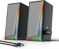 Computer Speakers, Desktop Speakers with Various Colorful LED, Gaming Speakers with Volume Control,For PC, AC Adapter Powered and 3.5Mm Aux-In Computer Speakers