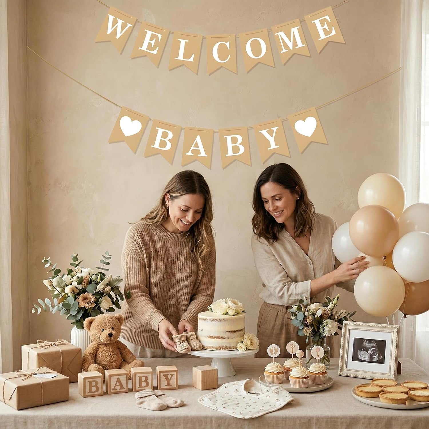 Welcome Baby Banner – Rustic Baby Shower Decorations, Gender Neutral Baby Shower Decor, Pre-Strung Shower Sign, Baby Boy Banner for Party Wall Backdrop