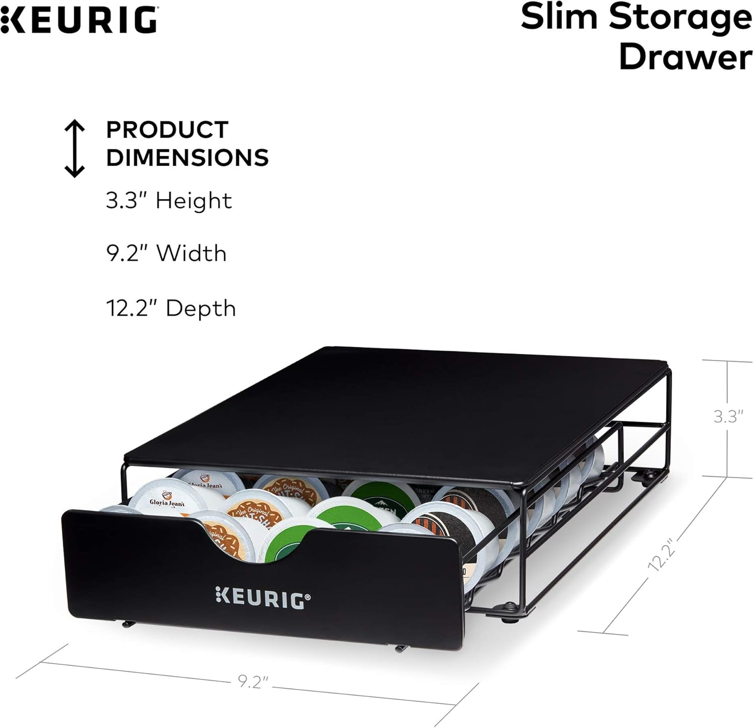 K155 Office Pro Single Cup Commercial K-Cup Pod Coffee Maker, Silver & Slim Non-Rolling Storage Drawer, Coffee Pod Storage, Holds up to 24 K-Cup Pods, Black