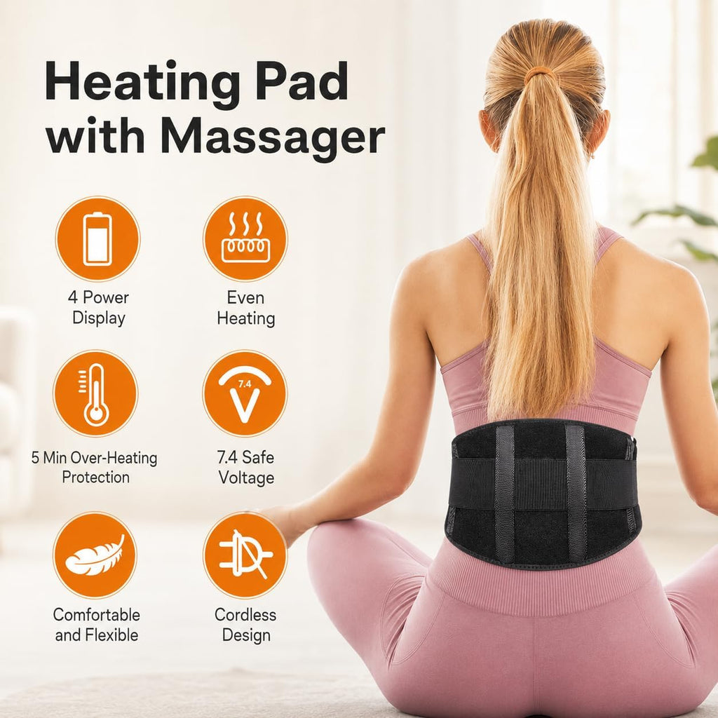 Heated Waist Belt, Cordless Heating Pad for Low Back Electrical Heating Rechargeable Battery Powered