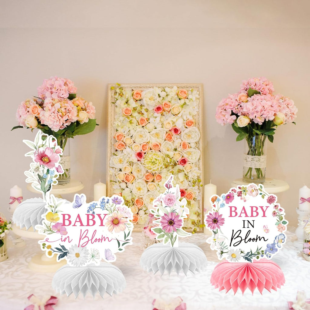 Baby in Bloom Baby Shower Decorations - 12PCS  Wildflower Party Decorations Flower Honeycomb Centerpieces Gender Reveal Decor Floral Baby Shower Decoration Supplies Flower Table Party Decor