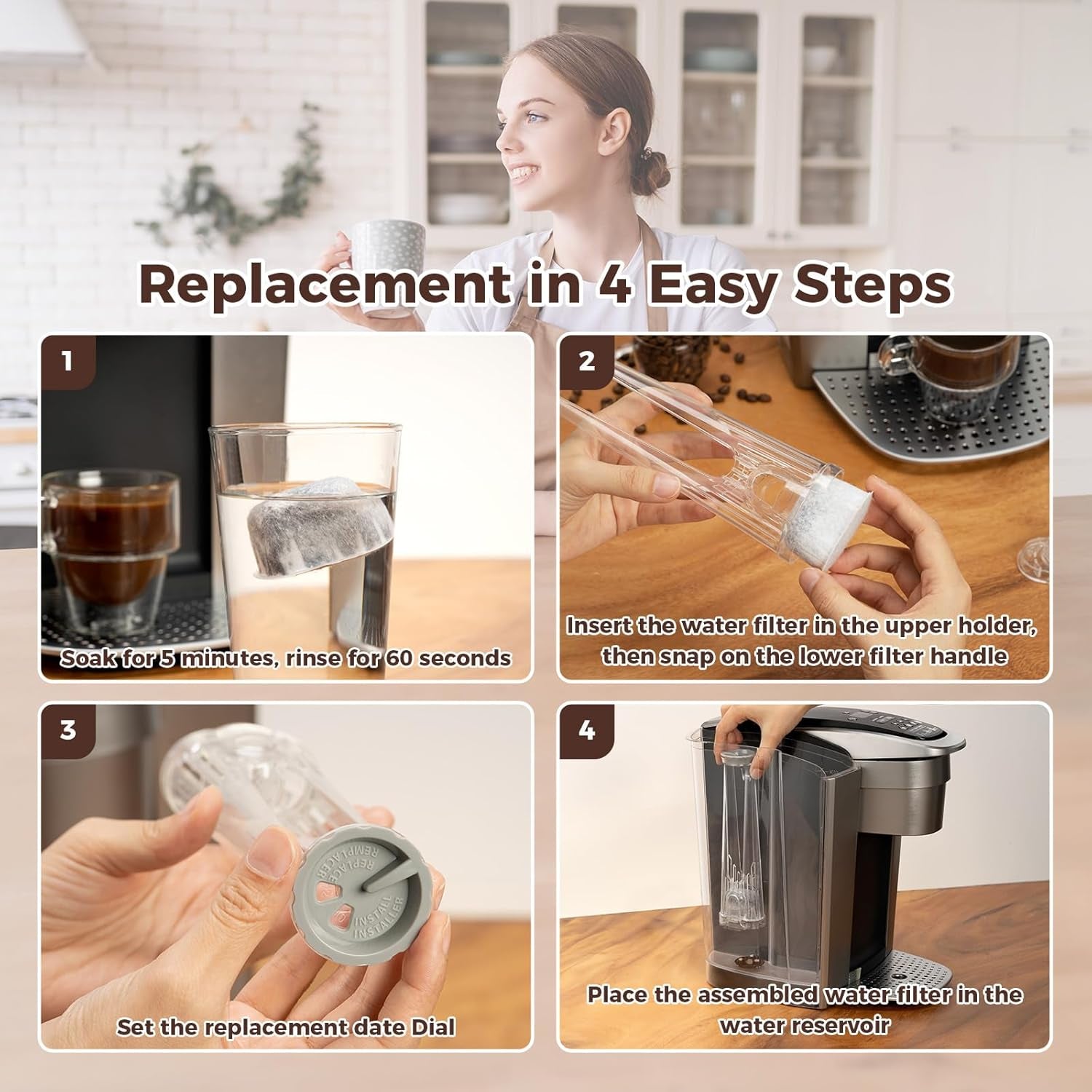 Premium 12-Pack Replacement Charcoal Water Filters for Keurig Coffee Machine