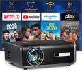 [Now with Netflix & 3000 ANSI] 4K Projector with Wifi and Bluetooth,Tof Real-Time Auto Focus Smart Projector, Upgrade for  Overhead Projectors Theater Proyector with Omni-Adjustable Stand(Black)