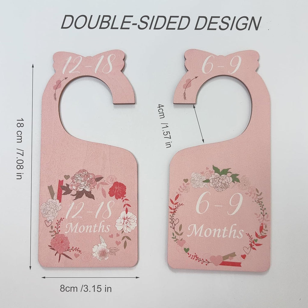 Baby Closet Dividers Pink 8Pcs Baby Clothes Dividers for Closet Double-Sided Wooden Baby Closet Organizer Nursery Decor for Girls Wardrobe